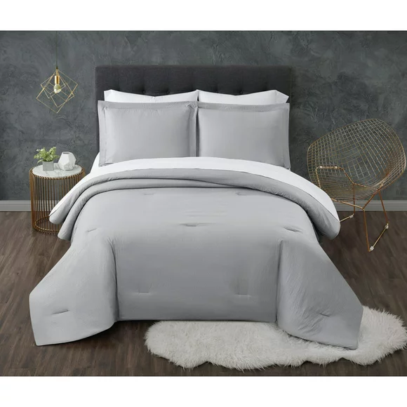 Truly Calm Antimicrobial Grey Twin 5 Piece Bed in a Bag