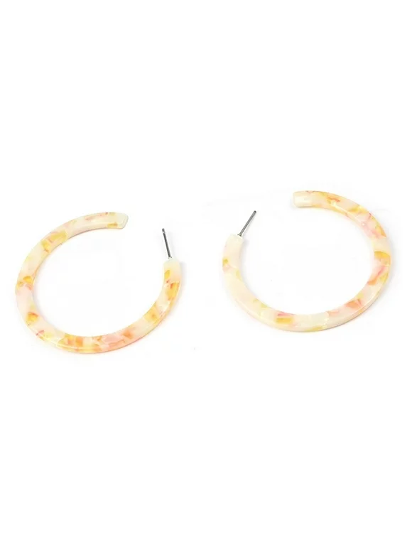 TureClos Dangle Earrings Leopard Print Smooth Circle Popular Accessories Statement Earring Anniversary Gift Ear Hook for Party Beach Use Light Yellow