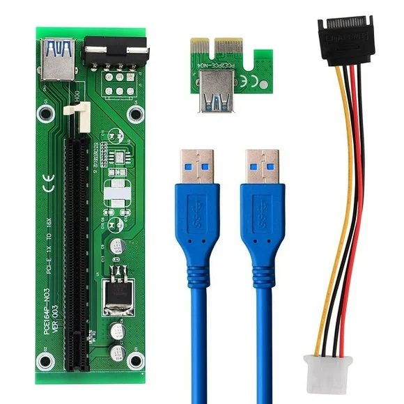 USB 3.0 PCI-E Express 1x to 16x Extender Riser PCI-E Extender Riser Card Adapter Card Adapter SATA Power Cable