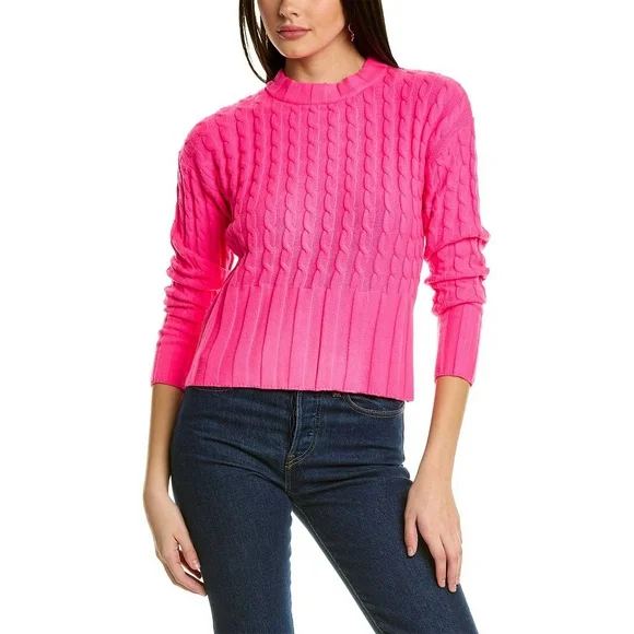 WISPR womens  Cable Silk-Blend Sweater, S, Pink
