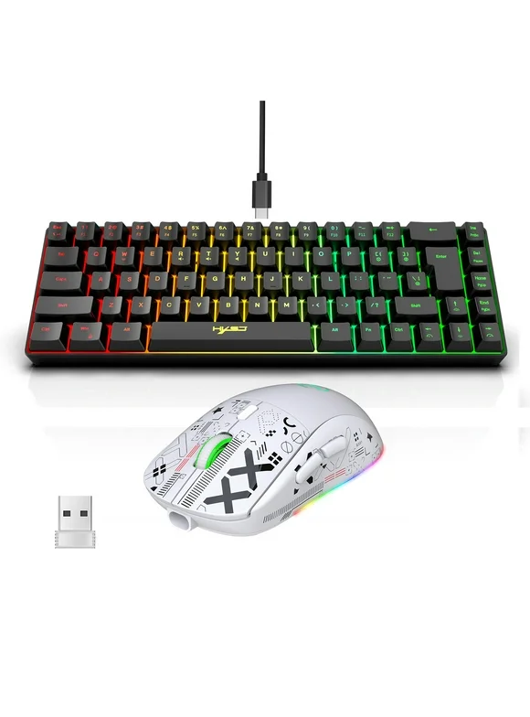 Wired Keyboard and Mouse Combo - RGB Streamer Mini Gaming Keyboard - Membrane Keyboard - 2.4G Wireless Mechanical RGB Gaming Mouse - 3600DPI - 11 RGB Lighting Modes - Game/Office - DX Daily Store Compliant