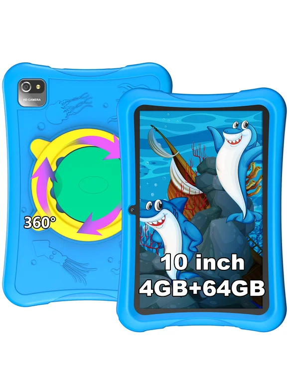 XGODY 10 inch Tablet,4GB+64GB Learning Tablet for Kids&Adult,6000mAh Long Lasting Battery,over $130 value of pre-installed IWAWA Education APP,Blue