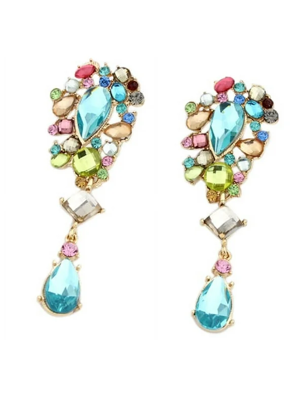 YOZUMD Earrings,Women Fashion Luxury Multicolor Rhinestone Dangle Earrings Drop Ear Studs Gift