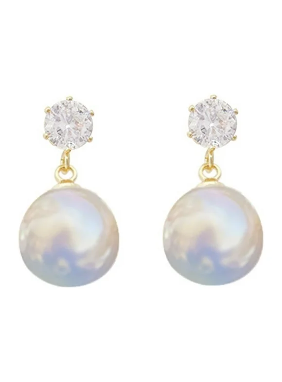 YOZUMD Hanging Earrings 1 Pair Dress Up Exquisite Chic Strong Construction Mermaid Faux Pearl Earrings