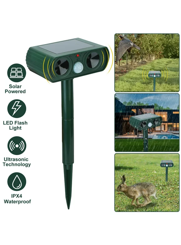 iMounTEK Ultrasonic Animal Repeller,Solar Powered Motion Sensor Repellent Waterproof Outdoor For Farm Garden Yard Repelling Deer,Squirrels, Raccoons, Skunks, Rabbits,Bird