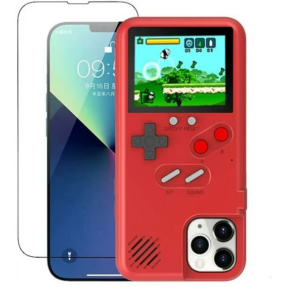 for iPhone 14 Plus Game Phone Case Retro Gameboy Design, 3D Video Game Console Case Old School Phone Case for iPhone, Playable Case Funny Men and Women Case for iPhone 14 Plus Red