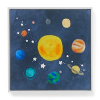 Galactic Solar System and Stars with White Frame Nursery Wall Art by MoDRN