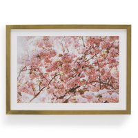 Classy Floral Pink Blossoms with Gold Frame Wall Art by MoDRN, Measures 15.25" x21.25"