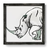 Nursery Framed Peekaboo Rhino Art Print by MoDRN