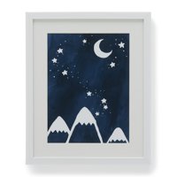 Stargazing Night Sky and Mountains Framed Wall Art by MoDRN